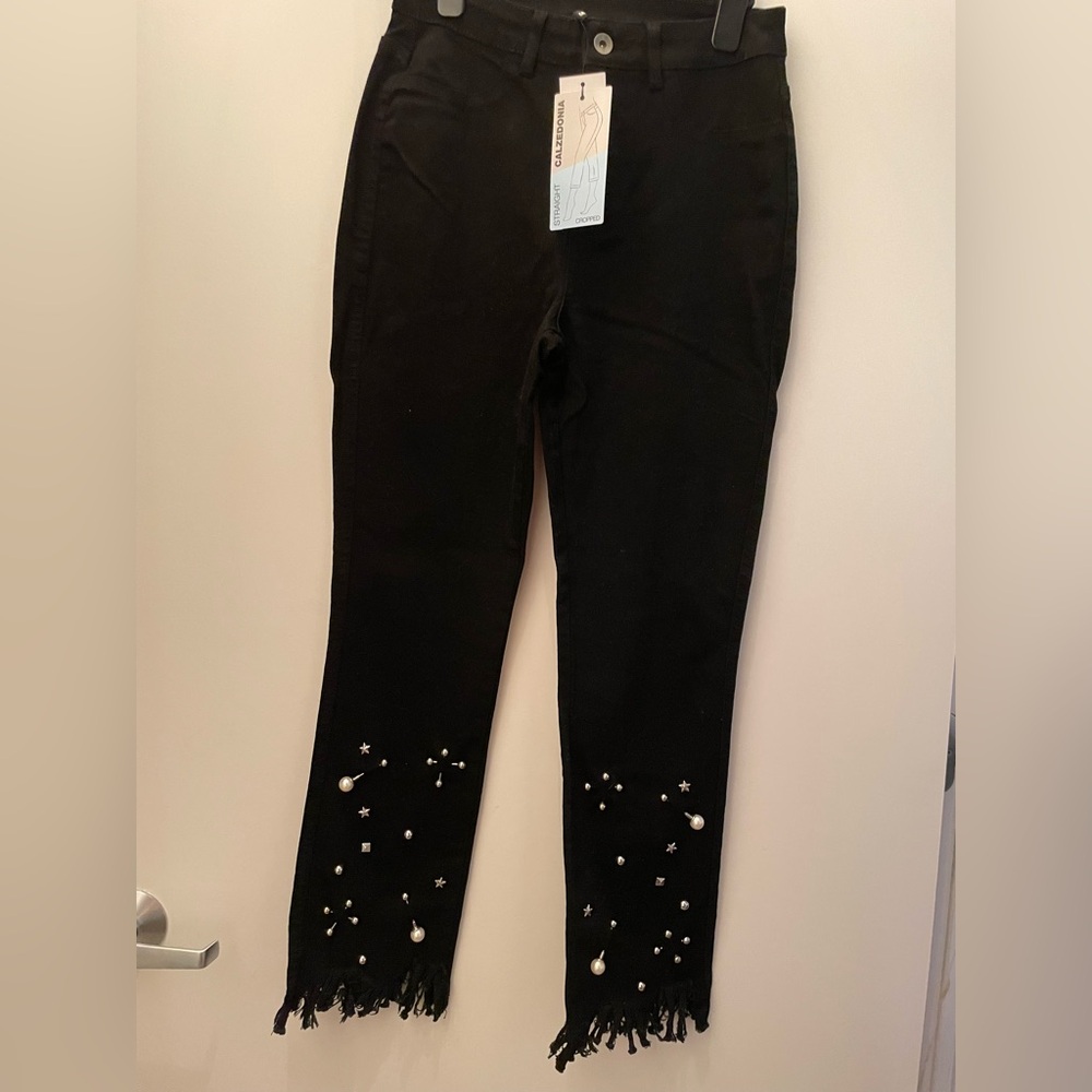 Calzedonia Women’s Black Skinny Jeans with Embellished Hem